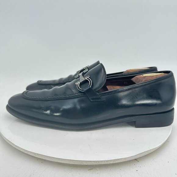 Salvatore Ferragamo Men Size 9.5 D Black Leather Horsebit Loafer Dress Shoes - Picture 2 of 11